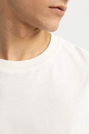 DEFACTO Новая базовая футболка стандартного кроя с круглым вырезом и короткими рукавами из 100% хлопка