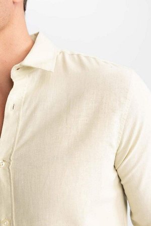 Рубашка с длинным рукавом из смесового льна Modern Fit
