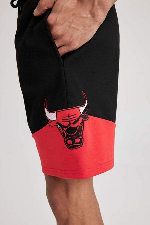 DeFactoFit Хлопковые шорты стандартной посадки, лицензированные NBA Chicago Bulls