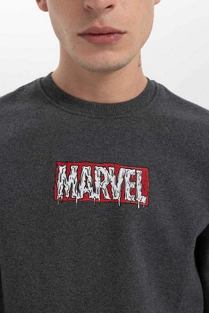 Толстовка с круглым вырезом и принтом Marvel только с логотипом