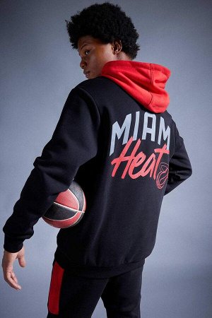 DeFactoFit NBA Miami Heat толстая толстовка с капюшоном обычного кроя