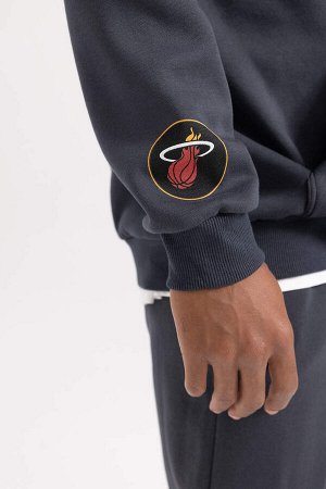 DeFactoFit Толстовка KS стандартного кроя с капюшоном NBA Miami Heat