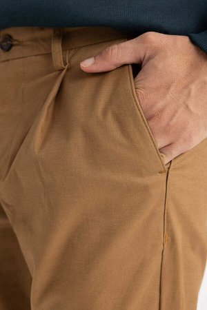 Приталенные брюки из габардина стандартной посадки с двойными штанинами