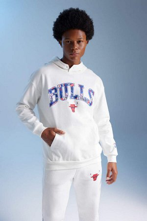 DeFactoFit Толстовка комфортного кроя с капюшоном NBA Chicago Bulls