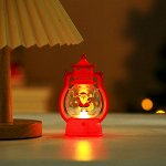Новогодний светящийся фонарь с Сантой, цвет красный