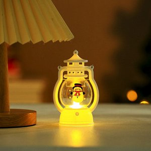Фонарик новогодний белый со Снеговиком