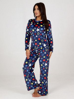 Пижама женская брюки (Звезды, темно-синий)
