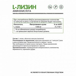 L-Лизин / L-Lysine / 650 мг, 60 капс.