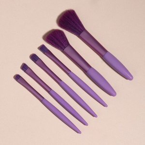 Набор кистей для макияжа, 6 предметов, PVC-пакет, цвет фиолетовый