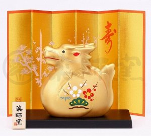 MATSUMOTO - фигурка грациозного золотого дракона с ширмой