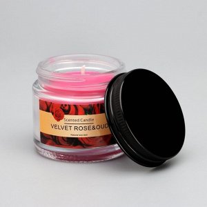 Свеча ароматическая "Scented Candle, Velvet rose&oud", Уд и роза, 5*5см, 140 гр
