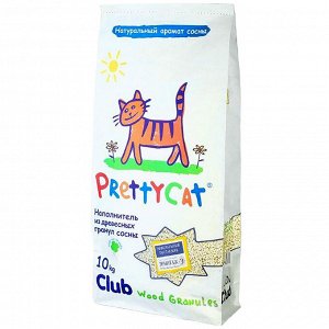 PrettyCat Наполнитель древесный для кошачьих туалетов "Wood Granules"10 кг