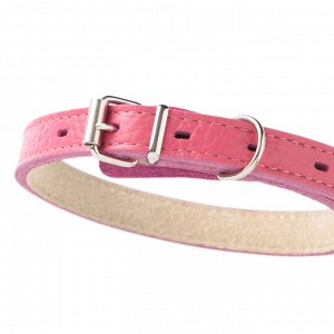 Ошейник Mr.Kranch для собак из натуральной кожи прямой, 29-35см, розовый