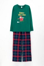 Пижама(Осень-Зима)+boys (темно-зеленый, текстильная клетка)