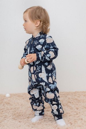 Комбинезон(Осень-Зима)+girls (индиго, волшебные совы к419)