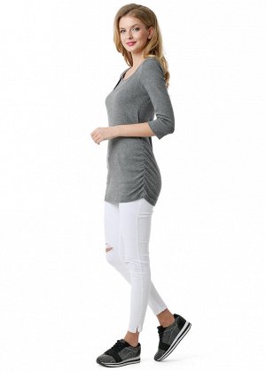 Лонгслив "Эльмира" для беременных и кормящих; цвет: т.серый меланж (ss18)