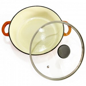 Жаровня чугун эмаль 2,0л стеклянная крышка TM MY REAL IRON COOK