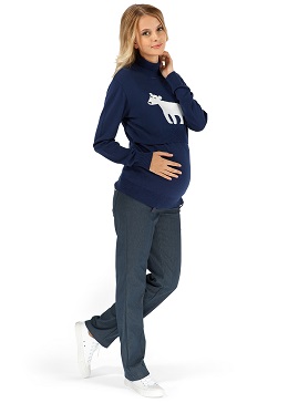 Джинсы "Кортни" теплые синие для беременных.