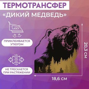 Термотрансфер «Дикий медведь», 18,6 ? 20,3 см