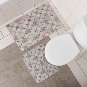 Набор ковриков для ванной и туалета Доляна «Котто», 2 шт, 50x80, 40x50 см, цвет серый