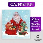 Салфетки бумажные однослойные «С Новым годом. Дедушка Мороз», 24 x 24 см, в наборе 20 шт.