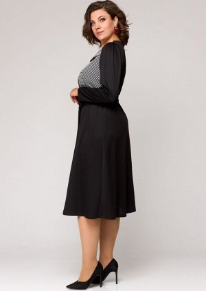Платье EVA GRANT 7177 черный+принт гусиная лапка