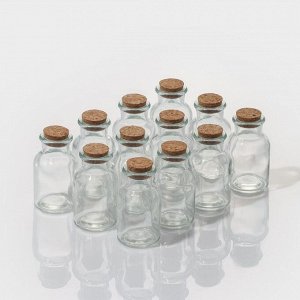 Набор баночек стеклянных для специй с пробковой крышкой Доляна «Парфе», 40 мл, 4x6,6 см, 12 шт
