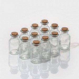 Набор баночек стеклянных для специй с пробковой крышкой Доляна «Парфе», 70 мл, 4,5x8 см, 12 шт