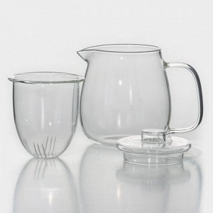 Чайник стеклянный заварочный со стеклянным ситом и крышкой Доляна «Бохо», 750 мл, 15x11x14 см