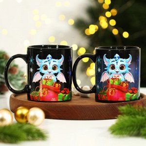 Новый год. Кружка-хамелеон новогодняя керамическая «Лучший твой подарочек», 350 мл, цвет чёрный