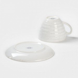 Чайная пара фарфоровая Magistro Urban, 2 предмета: чашка 200 мл, блюдце d=14,2 см, цвет белый