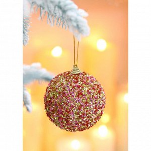 СНОУ БУМ Подвеска шар с декором, 8 см, 4 цвета, розово фиолетовые оттенки