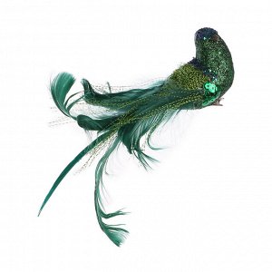 СНОУ БУМ Украшение декоративное в виде птицы, 20x4.5x5 см, цвет зеленый