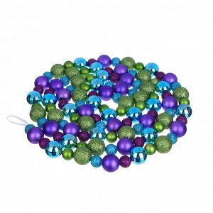 СНОУ БУМ Гирлянда декоративная из шаров, 3-цветная, пластик, 270см (фиолетовый, голубой, салатовый)