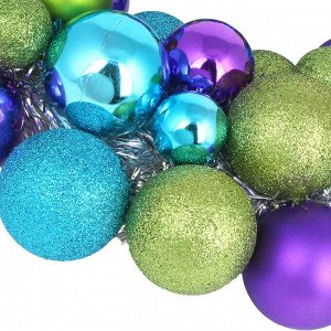 СНОУ БУМ Венок декоративный из шаров 3-цветный (фиолетовый, голубой, салатовый), пластик, 39 см