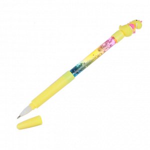 Ручка шариковая с плавающими блестками, наконечник в форме дракончика, 4 цвета корпуса, 20,5см