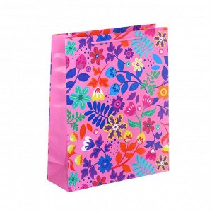 LADECOR Пакет подарочный бумажный, 26x32x9 см, 4 дизайна, Цветочный узор, арт 3
