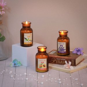 LADECOR Свеча ароматическая в стеклянном подсвечнике, 11,5х5,7 см, парафин, 3 вида