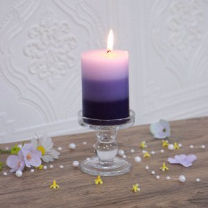 LADECOR Свеча ароматическая, парафин, градиент, 7x10 см, аромат лаванда