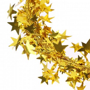 СНОУ БУМ Декор фольгированный на проволочной ленте, с декором звезды, 750 см, 4 цвета, ПВХ