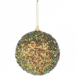 СНОУ БУМ Подвеска шар с декором, 8 см, 4 цвета, сине зелено золотые оттенки