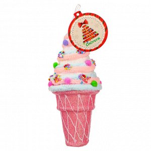 СНОУ БУМ Подвеска декоративная в виде мороженого-рожка с кремом, 9x9x20 см, 2 цвета