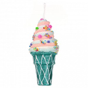 СНОУ БУМ Подвеска декоративная в виде мороженого-рожка с кремом, 9x9x20 см, 2 цвета