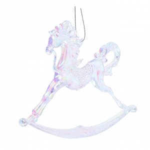 СНОУ БУМ Подвеска декоративная в виде лошадки, переливающийся перламутровый цвет, пластик, 14x12см