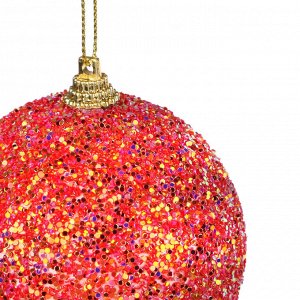 СНОУ БУМ Подвеска шар с декором, лососевый цвет, пластик, 8см