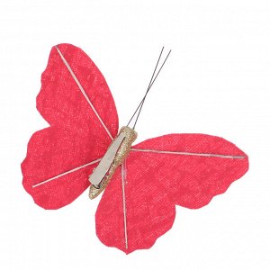 СНОУ БУМ Украшение декоративное в виде бабочки, полиэстер, 11,5 см, цвет красный с золотом