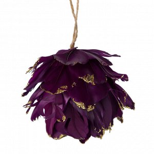 СНОУ БУМ Подвеска, в виде цветка из перьев, 12 см, цвет бордо с золотом