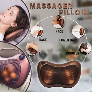 Массажная роликовая подушка Massage Pillow 8028 для шеи и спины, 8 роликов, портативная
