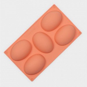 Форма для выпечки Доляна «Яйцо», силикон, 30x17,5 см, 5 ячеек (10x7x3,5 см), цвет МИКС