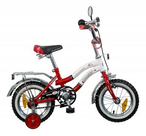 Велосипед NOVATRACK 12",Z, Зебра, красно/белый,тормоз 1 руч. нож.,крылья и багаж. хроми #038295